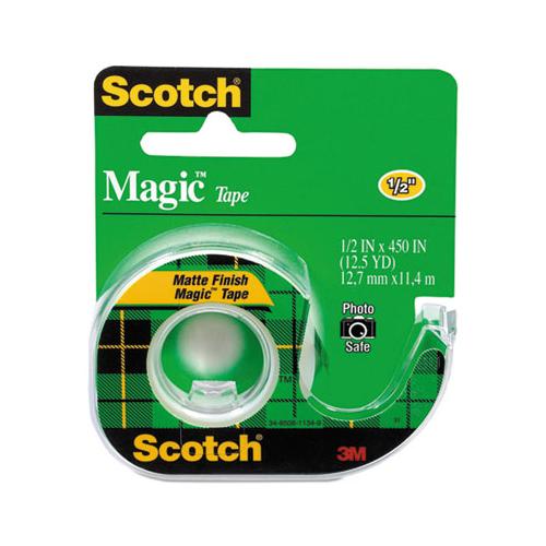Magic Tape In Handheld Dispenser, 1" Core, 0.5" X 37.5 Ft, Clear