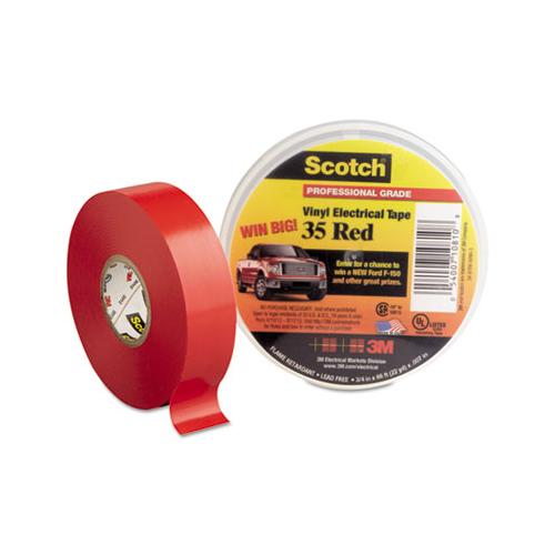 Scotch 35 Vinyl Electrical Color Coding Tape, 3" Core, 0.75" X 66 Ft, Red
