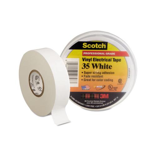 Scotch 35 Vinyl Electrical Color Coding Tape, 3" Core, 0.75" X 66 Ft, White