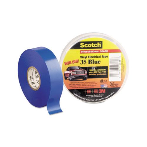 Scotch 35 Vinyl Electrical Color Coding Tape, 3" Core, 0.75" X 66 Ft, Blue