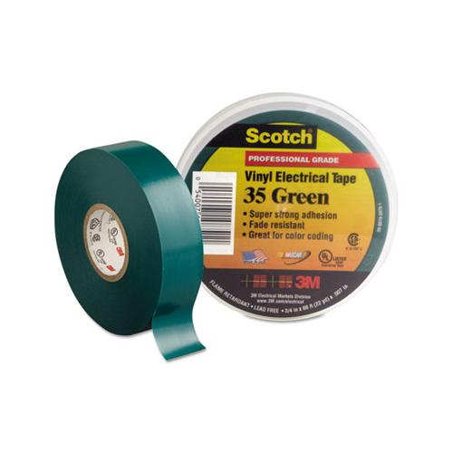 Scotch 35 Vinyl Electrical Color Coding Tape, 3" Core, 0.75" X 66 Ft, Green
