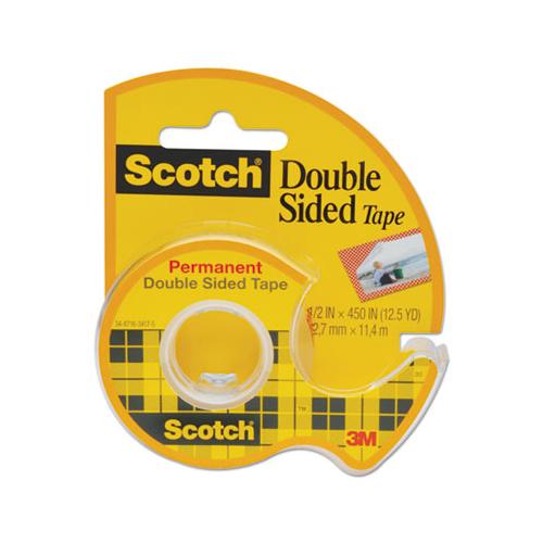 Double-sided Permanent Tape In Handheld Dispenser, 1" Core, 0.5" X 37.5 Ft, Clear