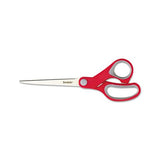 Multi-purpose Scissors, Pointed Tip, 7" Long, 3.38" Cut Length, Gray-red Straight Handle