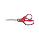 Multi-purpose Scissors, 8" Long, 3.38" Cut Length, Gray-red Straight Handle