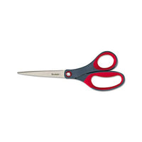 Precision Scissors, 8" Long, 3.13" Cut Length, Gray-red Straight Handle