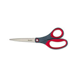 Precision Scissors, 8" Long, 3.13" Cut Length, Gray-red Straight Handle