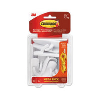 General Purpose Hooks, Medium, 3 Lb Cap, White, 20 Hooks And 24 Strips-pack