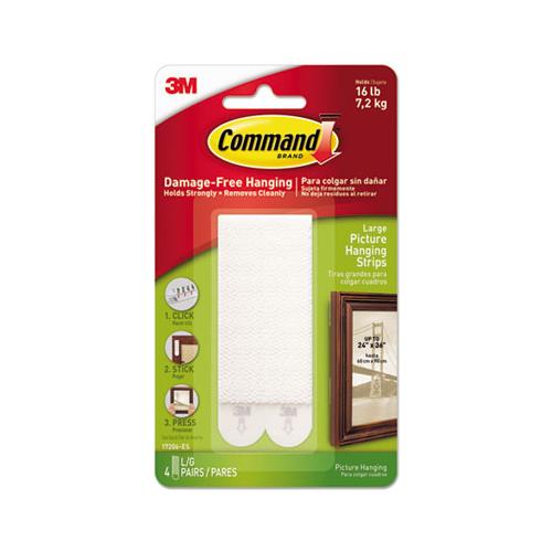 Picture Hanging Strips, Removable, 0.5" X 3.63", White, 4 Pairs-pack