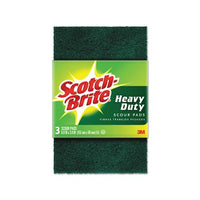 Heavy-duty Scour Pad, 3.8w X 6"l, Green, 3-pack, 10 Packs-carton