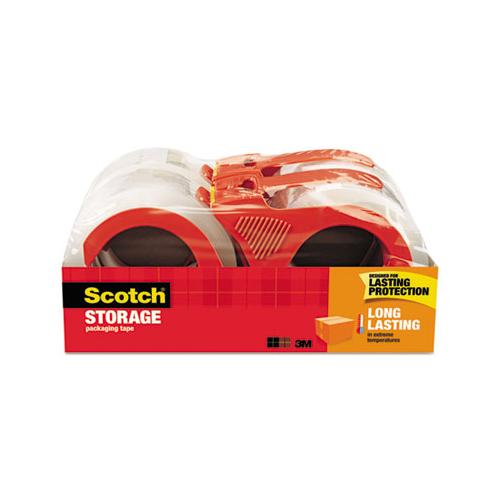 Storage Tape With Dispenser, 3" Core, 1.88" X 38.2 Yds, Clear, 4-pack