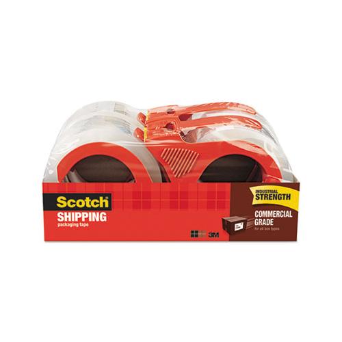 3750 Commercial Grade Packaging Tape With Dispenser, 3" Core, 1.88" X 54.6 Yds, Clear, 4-pack