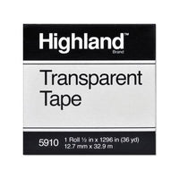 Transparent Tape, 1" Core, 0.5" X 36 Yds, Clear