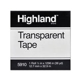 Transparent Tape, 1" Core, 0.5" X 36 Yds, Clear