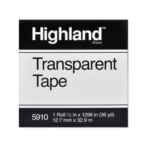 Transparent Tape, 1" Core, 0.5" X 36 Yds, Clear