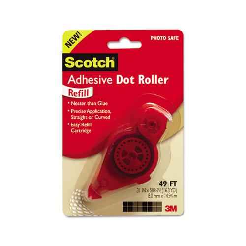 Adhesive Dot Roller Refill, 0.3" X 49 Ft, Dries Clear
