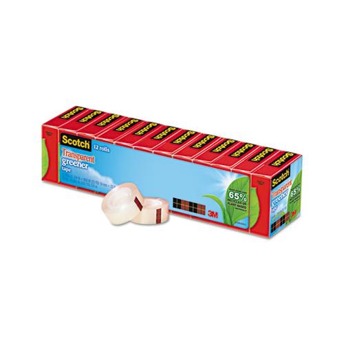 Transparent Greener Tape, 1" Core, 0.75" X 75 Ft, Transparent, 12-pack