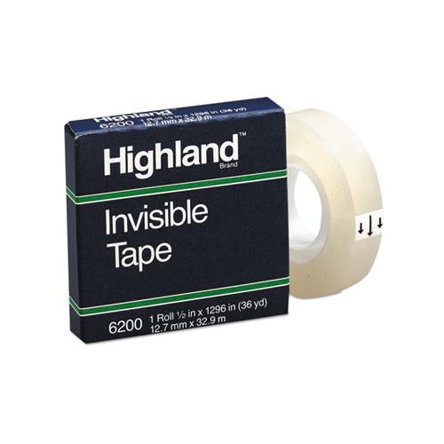 Invisible Permanent Mending Tape, 1" Core, 0.5" X 36 Yds, Clear