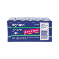 Invisible Permanent Mending Tape, 1" Core, 0.75" X 83.33 Ft, Clear, 6-pack