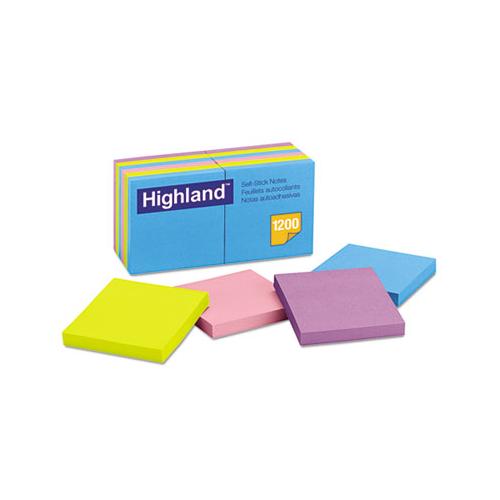 Self-stick Notes, 3 X 3, Assorted Bright, 100-sheet, 12-pack