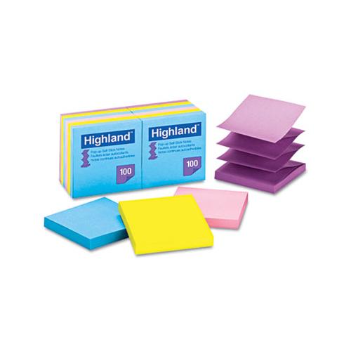 Self-stick Pop-up Notes, 3 X 3, Assorted Bright, 100-sheet, 12-pack