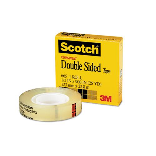 Double-sided Tape, 1" Core, 0.5" X 75 Ft, Clear