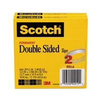 Double-sided Tape, 3" Core, 0.5" X 36 Yds, Clear, 2-pack