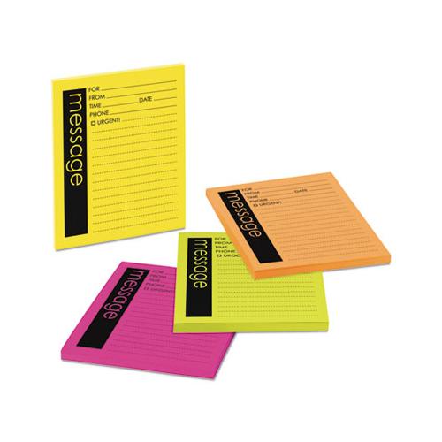 Self-stick Message Pad, 3 7-8 X 4 7-8, Rio De Janeiro Colors, 50-sheet, 4-pack