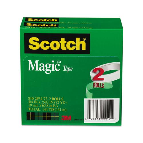 Magic Tape Refill, 3" Core, 0.75" X 72 Yds, Clear, 2-pack