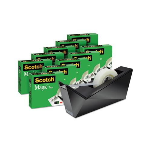 Magic Tape Desktop Dispenser Value Pack, 1" Core, 0.75" X 83.33 Ft, Clear, 10-pack