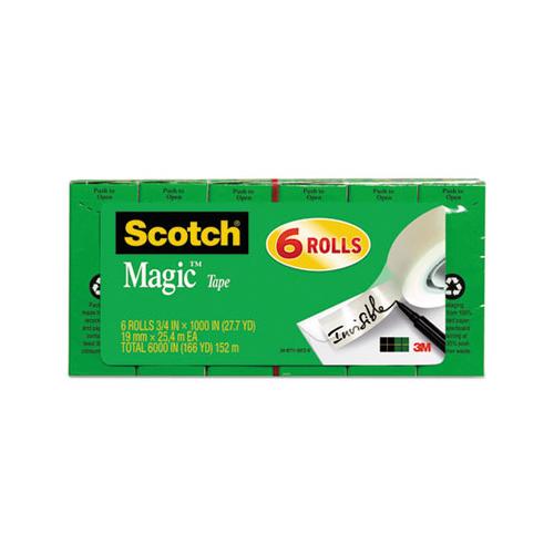 Magic Tape Refill, 1" Core, 0.75" X 83.33 Ft, Clear, 6-pack