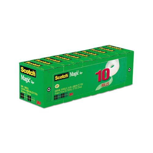 Magic Tape Value Pack, 1" Core, 0.75" X 83.33 Ft, Clear, 10-pack