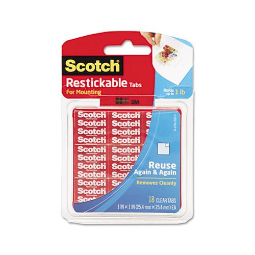 Restickable Mounting Tabs, 1" X 1", 18-pack