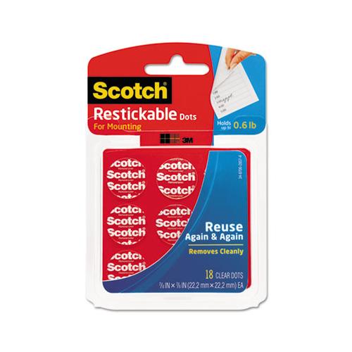 Restickable Mounting Tabs, 7-8 X 7-8, Clear, 18-pack