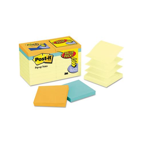 Original Pop-up Notes Value Pack, 3 X 3, Canary-cape Town, 100-sheet, 18-pack
