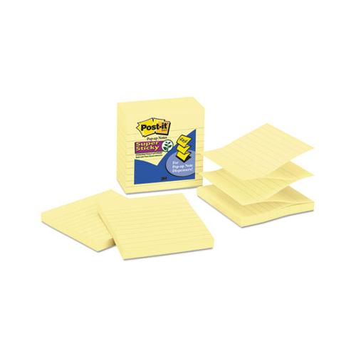 Pop-up Notes Refill, Lined, 4 X 4, Canary Yellow, 90-sheet, 5-pack