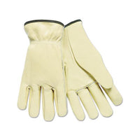 Full Leather Cow Grain Driver Gloves, Tan, Large, 12 Pairs
