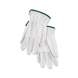 Grain Goatskin Driver Gloves, White, Medium, 12 Pairs