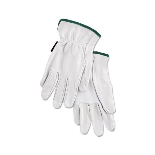 Grain Goatskin Driver Gloves, White, Medium, 12 Pairs