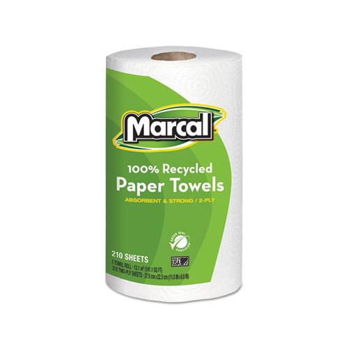 100% Recycled Roll Towels, 2-ply, 8.8 X 11, 210 Sheets, 12 Rolls-carton