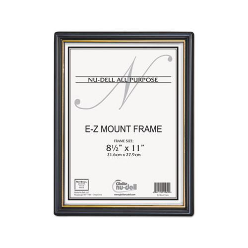 Ez Mount Document Frame With Trim Accent, Plastic Face , 8.5 X 11, Black-gold