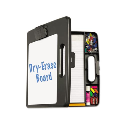 Portable Dry Erase Clipboard Case, 4 Compartments, 1-2" Capacity, Charcoal