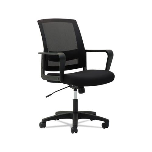 Mesh Mid-back Chair, Supports Up To 225 Lbs., Black Seat-black Back, Black Base