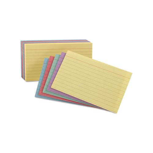 Ruled Index Cards, 4 X 6, Blue-violet-canary-green-cherry, 100-pack