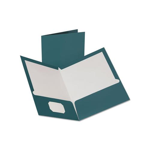 Two-pocket Laminated Folder, 100-sheet Capacity, Metallic Teal, 25-box