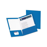 High Gloss Laminated Paperboard Folder, 100-sheet Capacity, Blue, 25-box