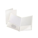 High Gloss Laminated Paperboard Folder, 100-sheet Capacity, White, 25-box