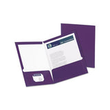 High Gloss Laminated Paperboard Folder, 100-sheet Capacity, Purple, 25-box