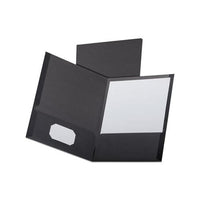 Linen Finish Twin Pocket Folders, Letter, Black,25-box