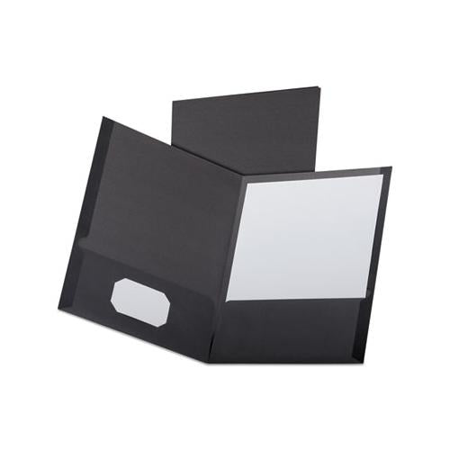 Linen Finish Twin Pocket Folders, Letter, Black,25-box