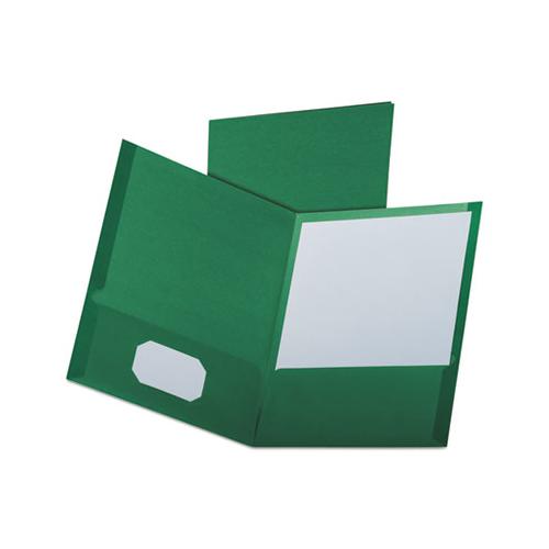 Linen Finish Twin Pocket Folders, Letter, Hunter Green,25-box
